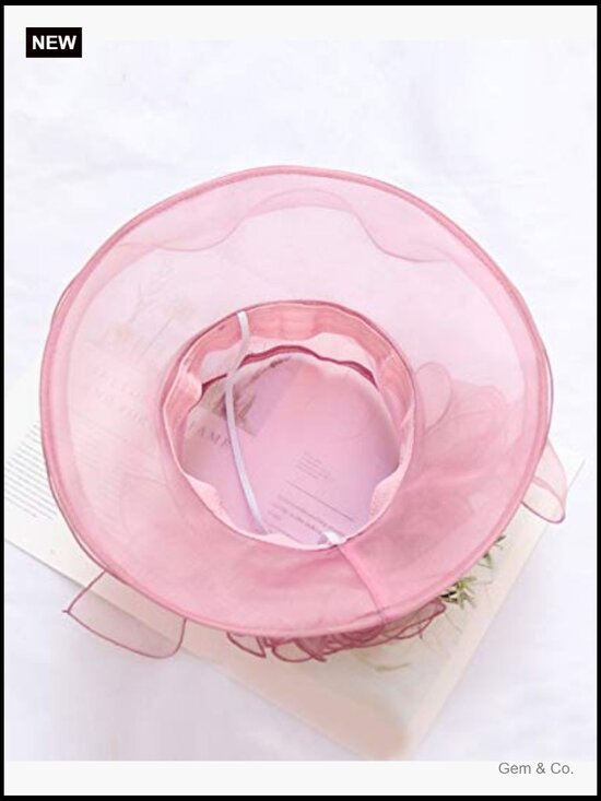 Organza Wide Brim Derby Fascinator Hat Church Wedding Cocktail Tea Party main image 2